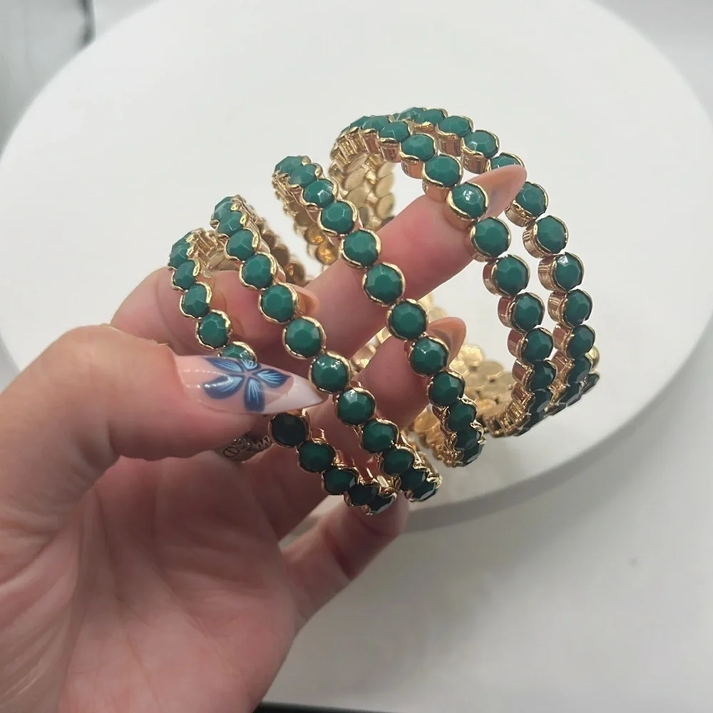 1348. Cara New York Gold and‎ Green Wraparound Bracelet
